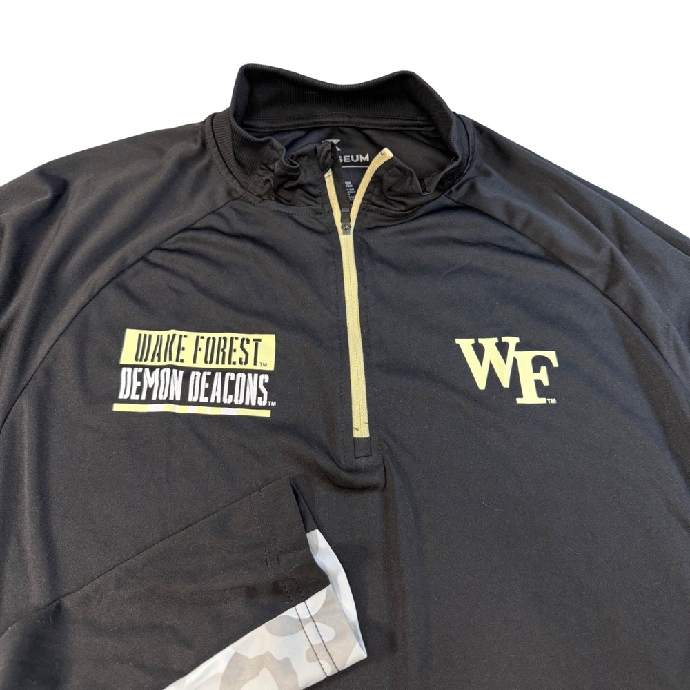 Wake Forest Demon Deacons OHT Camo Quarter Zip Pullover Mens XL Black Colosseum